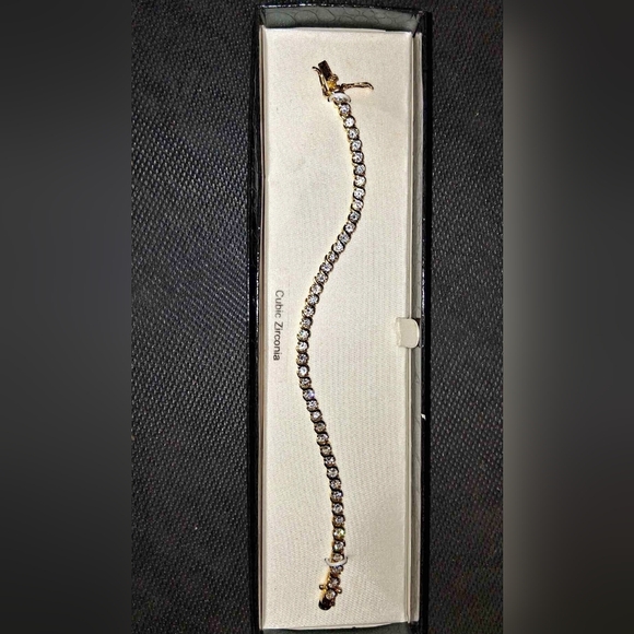 Vintage 14K Yellow Gold sLink Tennis Bracelet-7"Long-Stunning - Picture 1 of 4